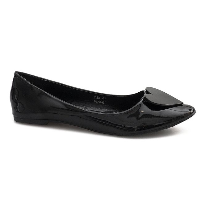 Ballerines Laquées Avec Coeur C38 Noir le noir