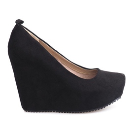 Escarpins En Daim Sur Compensé 066 Noir