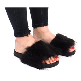 Chaussons Avec Fourrure HN51-4 Noir le noir