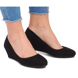 Escarpins compensés en daim MB188-48 Noir