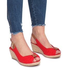 Sandales compensées espadrilles Zoe rouges