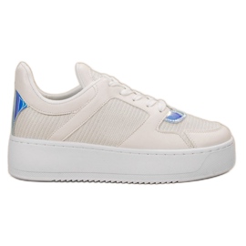 Ideal Shoes Baskets à paillettes blanc