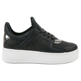 Ideal Shoes Baskets à paillettes le noir