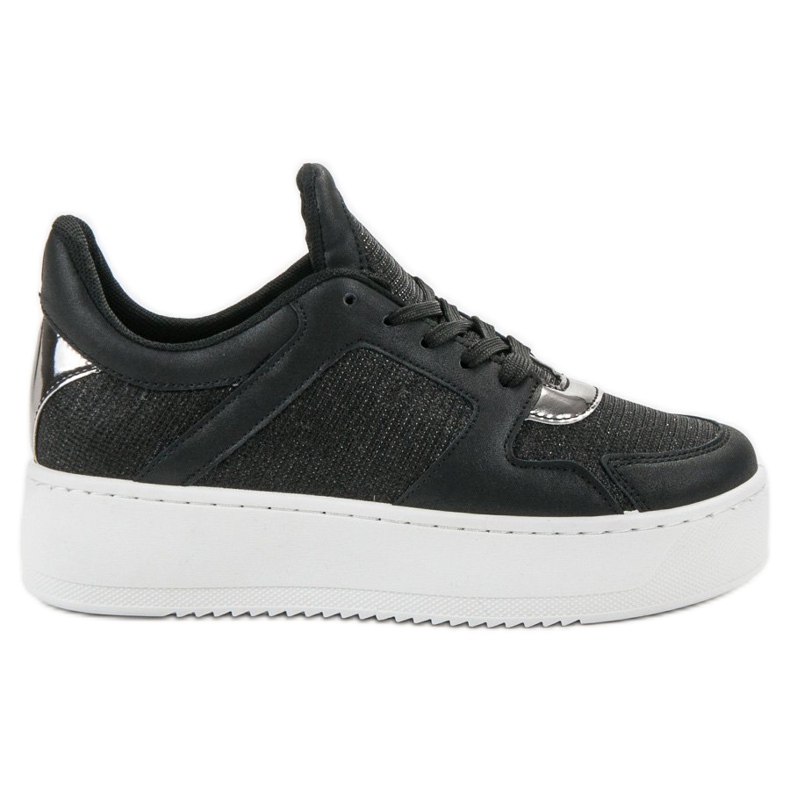 Ideal Shoes Baskets à paillettes le noir