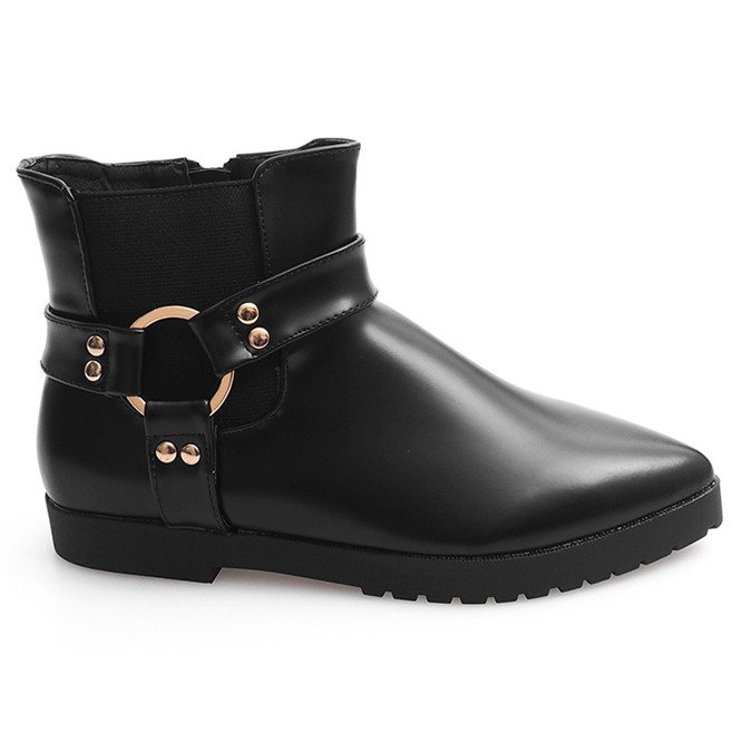 Bottes élégantes chaudes avec boucle HW14 Noir le noir