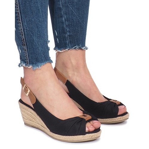 Sandales compensées espadrilles Zoe noires le noir
