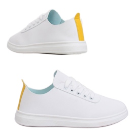 Baskets femme blanches et jaunes CL33315 Jaune