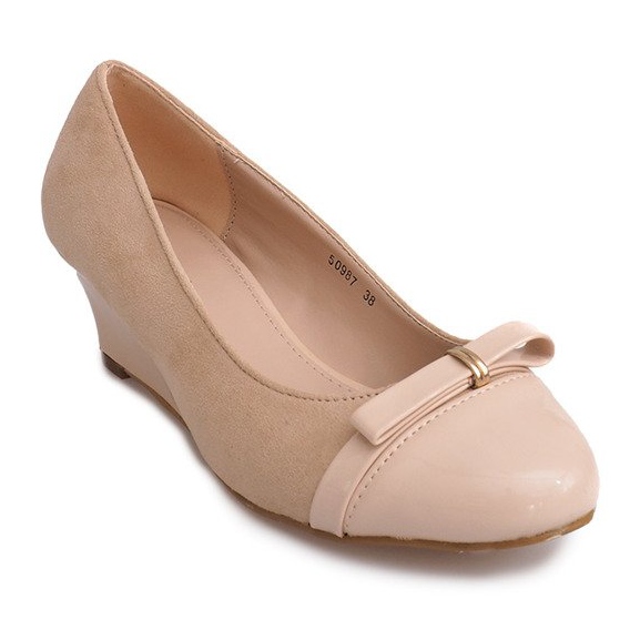 Escarpins Compensés En Daim 50987 Beige