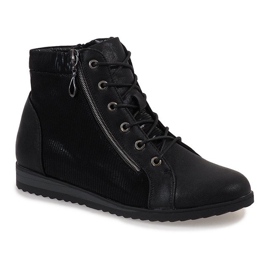 Bottines noires à lacets X1596-1 le noir
