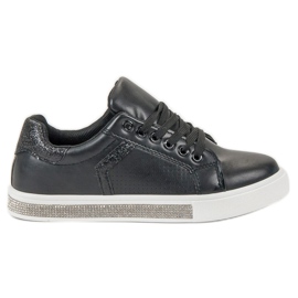 SHELOVET Chaussures Noires Avec Cristaux