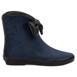 Kylie Bottes en daim avec nœud bleu marine