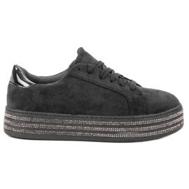 Bestelle Chaussures de sport en daim le noir Bestelle Chaussures de sport en daim le noir