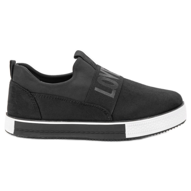 SHELOVET Chaussures à enfiler en daim le noir