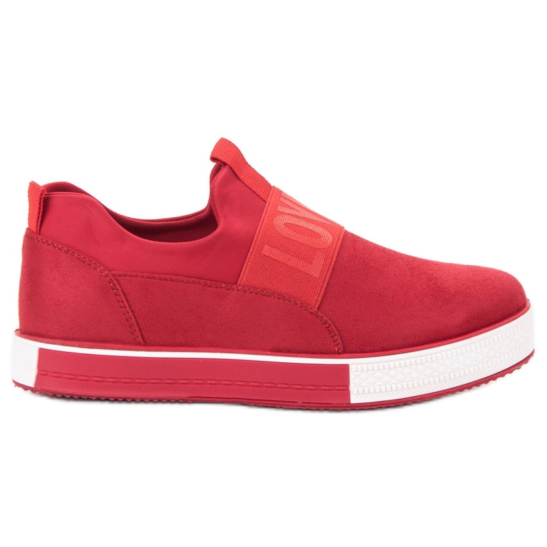 SHELOVET Chaussures à enfiler en daim rouge