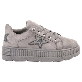 SHELOVET Creepers en daim gris SHELOVET Creepers en daim gris