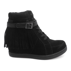 Baskets En Daim Boho Fringe 2030 Noir