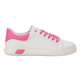 Ideal Shoes Chaussures de sport pour femmes blanche rose Ideal Shoes Chaussures de sport pour femmes blanche rose