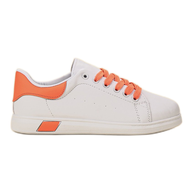 Ideal Shoes Chaussures de sport pour femmes blanche orange Ideal Shoes Chaussures de sport pour femmes blanche orange
