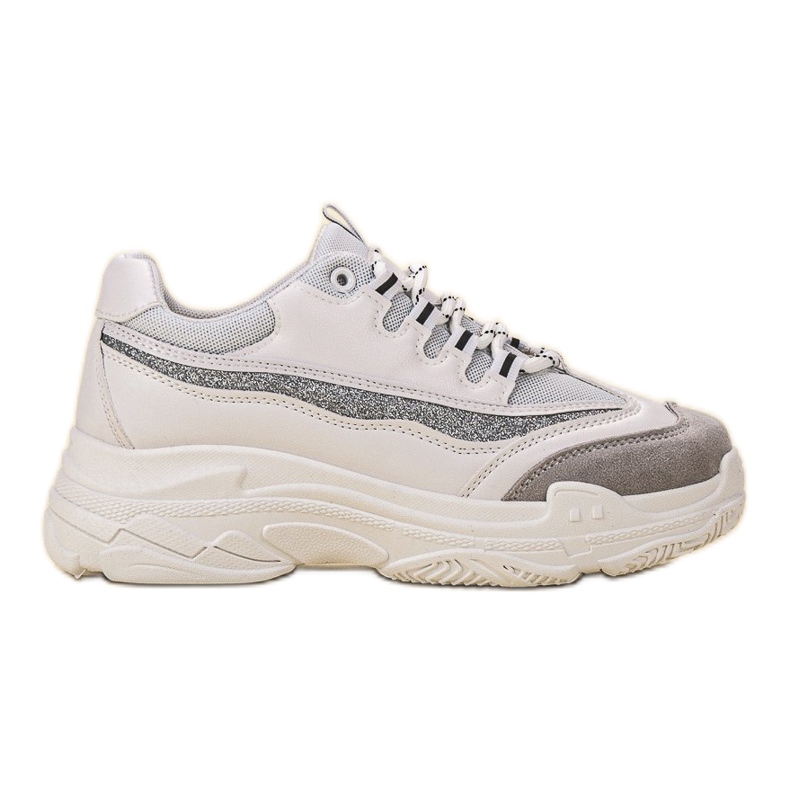 SHELOVET Baskets à paillettes blanche gris