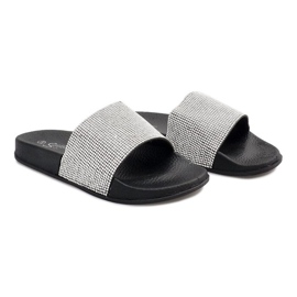 Pantoufles Brillantes Avec Paillettes SL-32 Noir gris Pantoufles Brillantes Avec Paillettes SL-32 Noir gris