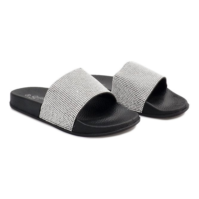 Pantoufles Brillantes Avec Paillettes SL-32 Noir gris Pantoufles Brillantes Avec Paillettes SL-32 Noir gris