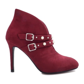 Bottines marron sur talon haut Kaia rouge Bottines marron sur talon haut Kaia rouge