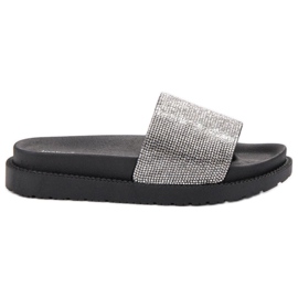 SHELOVET Pantoufles Avec Cristaux noir