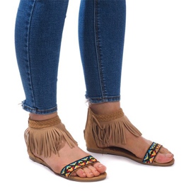Sandales Boho 3-2 en daim camel beige