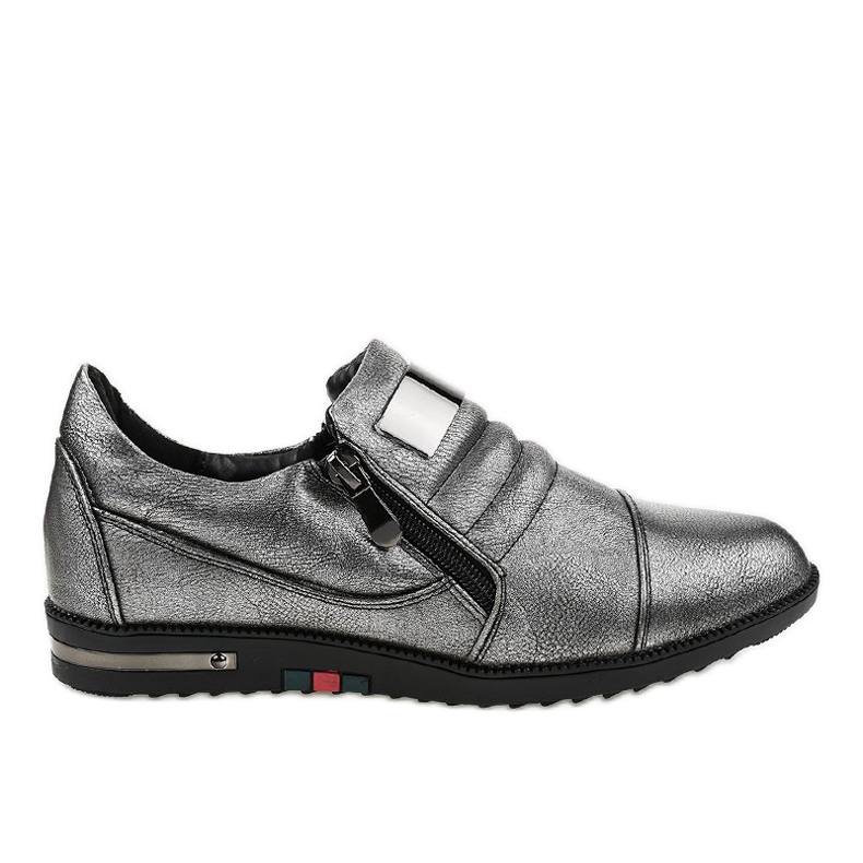 Chaussures grises à fermeture éclair H034