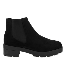 Bottines plates en daim noir avec bande élastique 2017-2 le noir