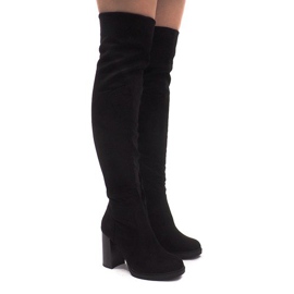 Bottines en daim sur poteau SU-2730 Noir le noir