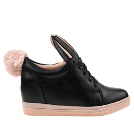 Baskets noires sur les lapins compensés H6210 le noir