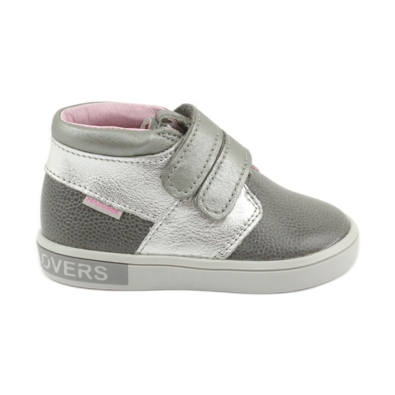 Chaussures velcro en cuir Mazurek 1355 Gris / argent