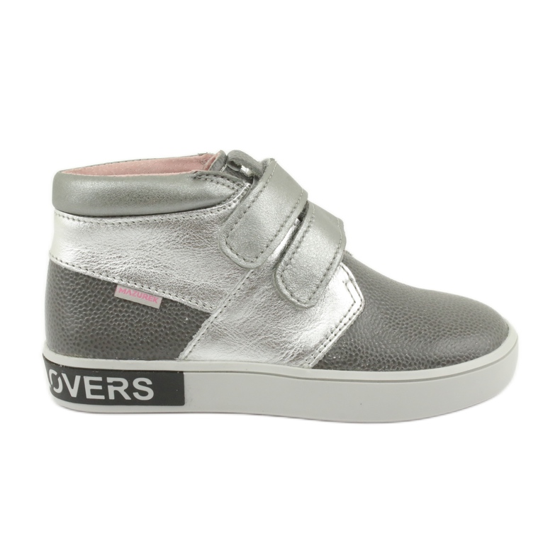 Mazurek Chaussures pour enfants en cuir pour Velcro 1356 Gray / Silver gris Mazurek Chaussures pour enfants en cuir pour Velcro 1356 Gray / Silver gris
