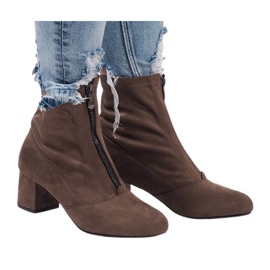 Bottines en daim kaki avec fermeture éclair FOZ-01 multicolore vert