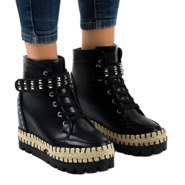 Bottines trappeur femme noires AJ-547