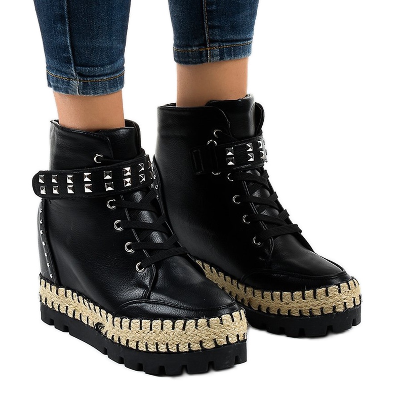 Bottines trappeur femme noires AJ-547 le noir Bottines trappeur femme noires AJ-547 le noir