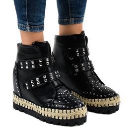 Bottines trappeur femme noires AJ-546