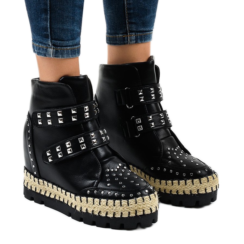 Bottines trappeur femme noires AJ-546 le noir