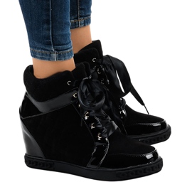 Baskets compensées noires à la mode KLS-109-3