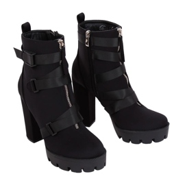 Bottines compensées noires B9026 Noir le noir