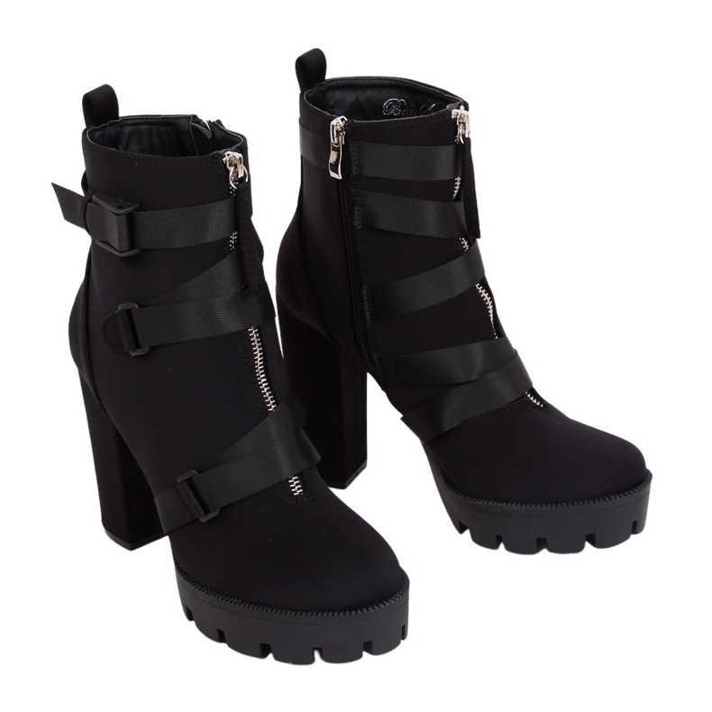 Bottines compensées noires B9026 Noir le noir