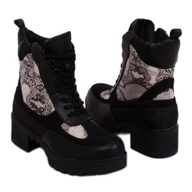 Noir Bottines noires femme 99-58 Snake Skin