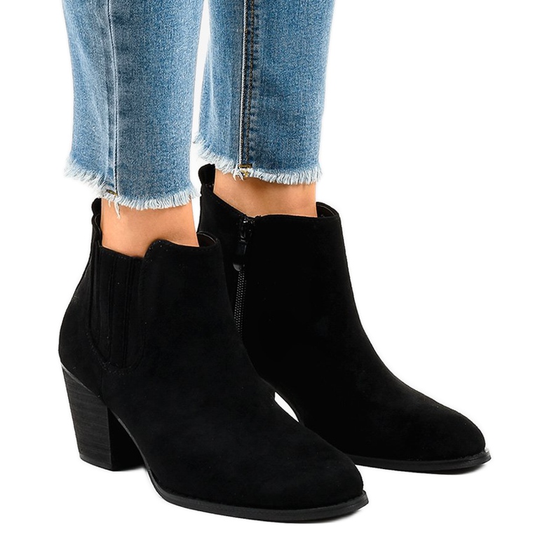 Bottines en daim noir sur le poteau SA-3338 le noir