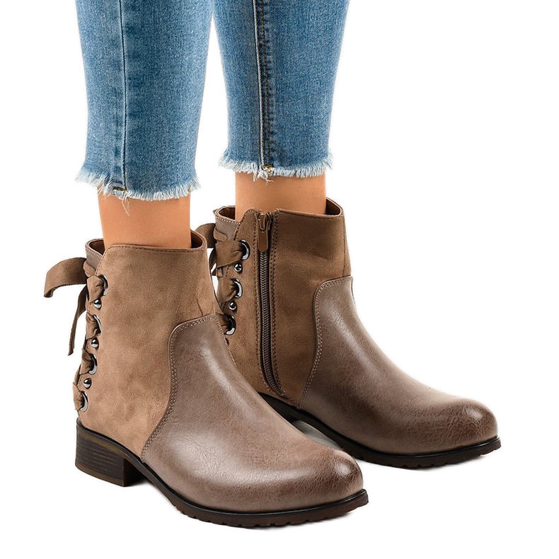 Bottes isolées en daim kaki C562 multicolore vert