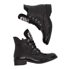 Boots femme laquées noires NC866 Noir le noir