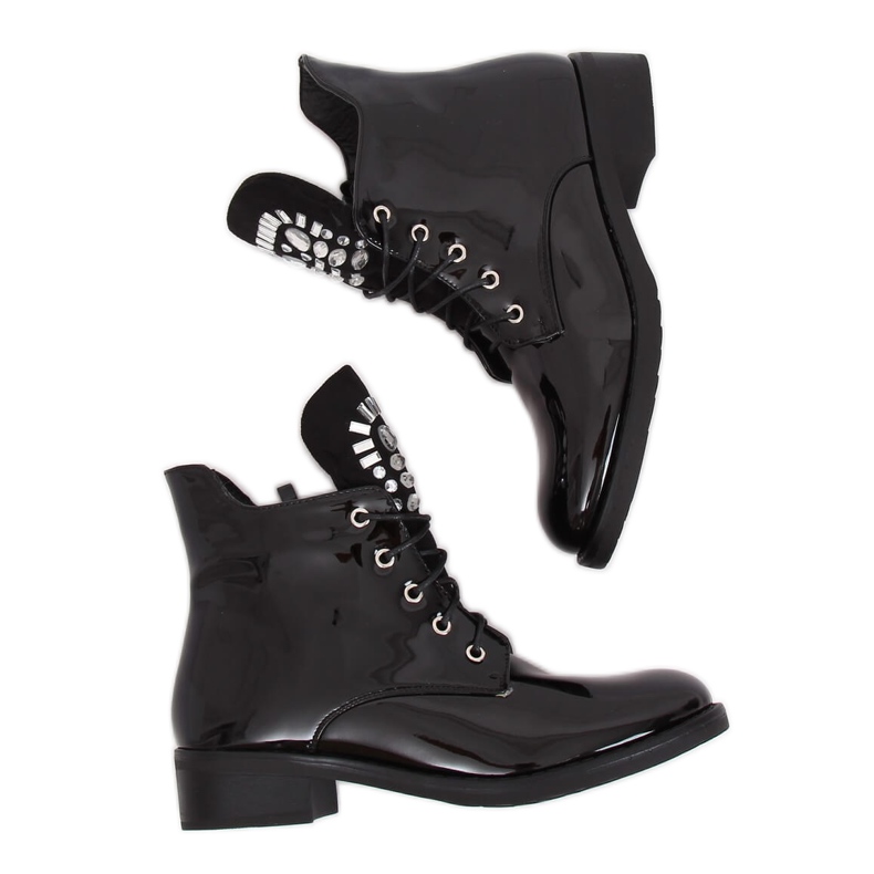 Boots femme laquées noires NC866 Noir le noir
