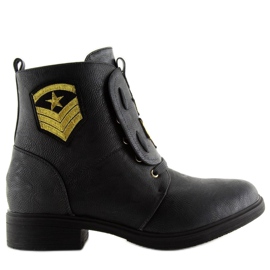 Black H-4 Bottes de travail noires avec patchs le noir