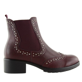 Boots Jodhpur à clous marron FC-H63 Wine rouge Boots Jodhpur à clous marron FC-H63 Wine rouge