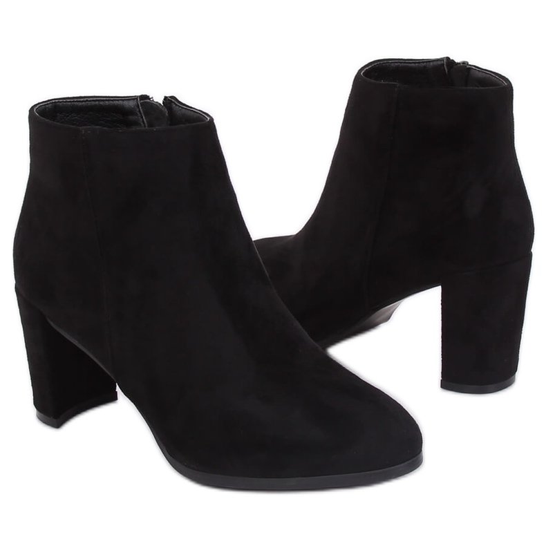 Bottines noires classiques à talons A6801 Noir le noir